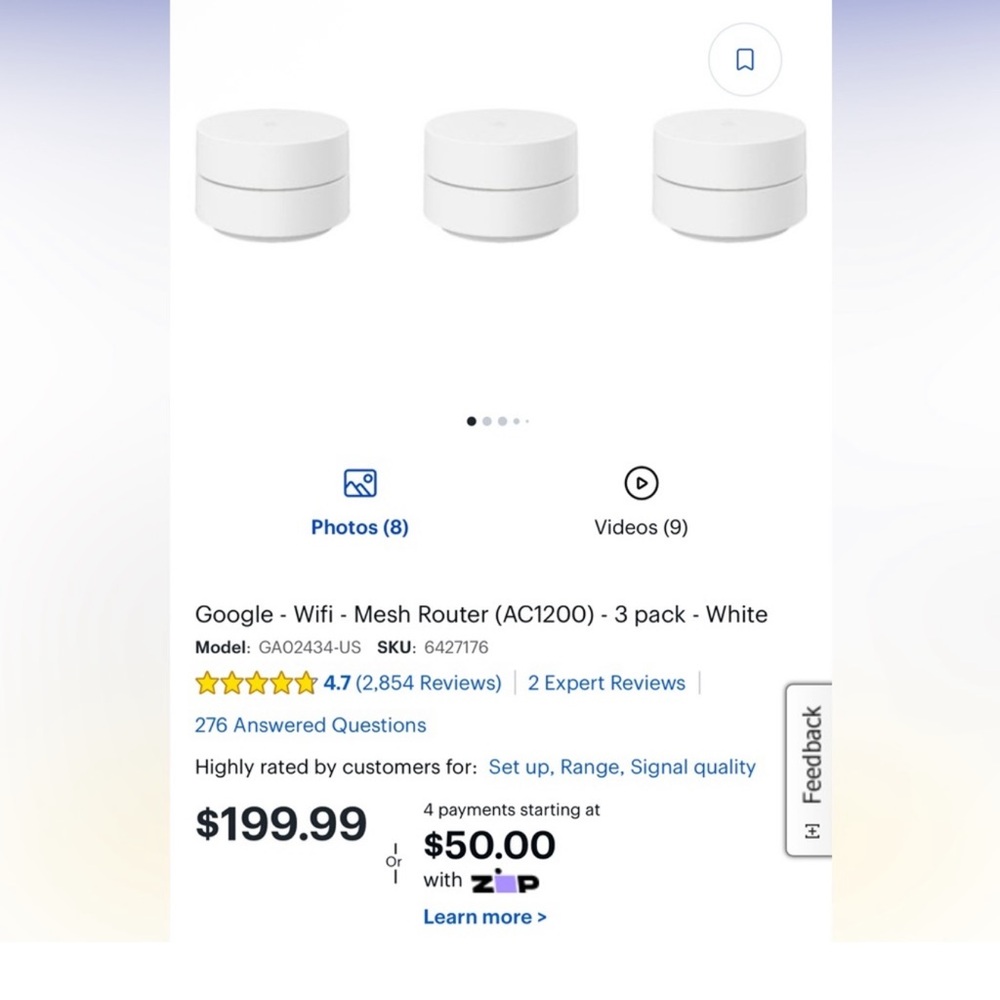 Google WiFi Mesh Routers set of 3 white